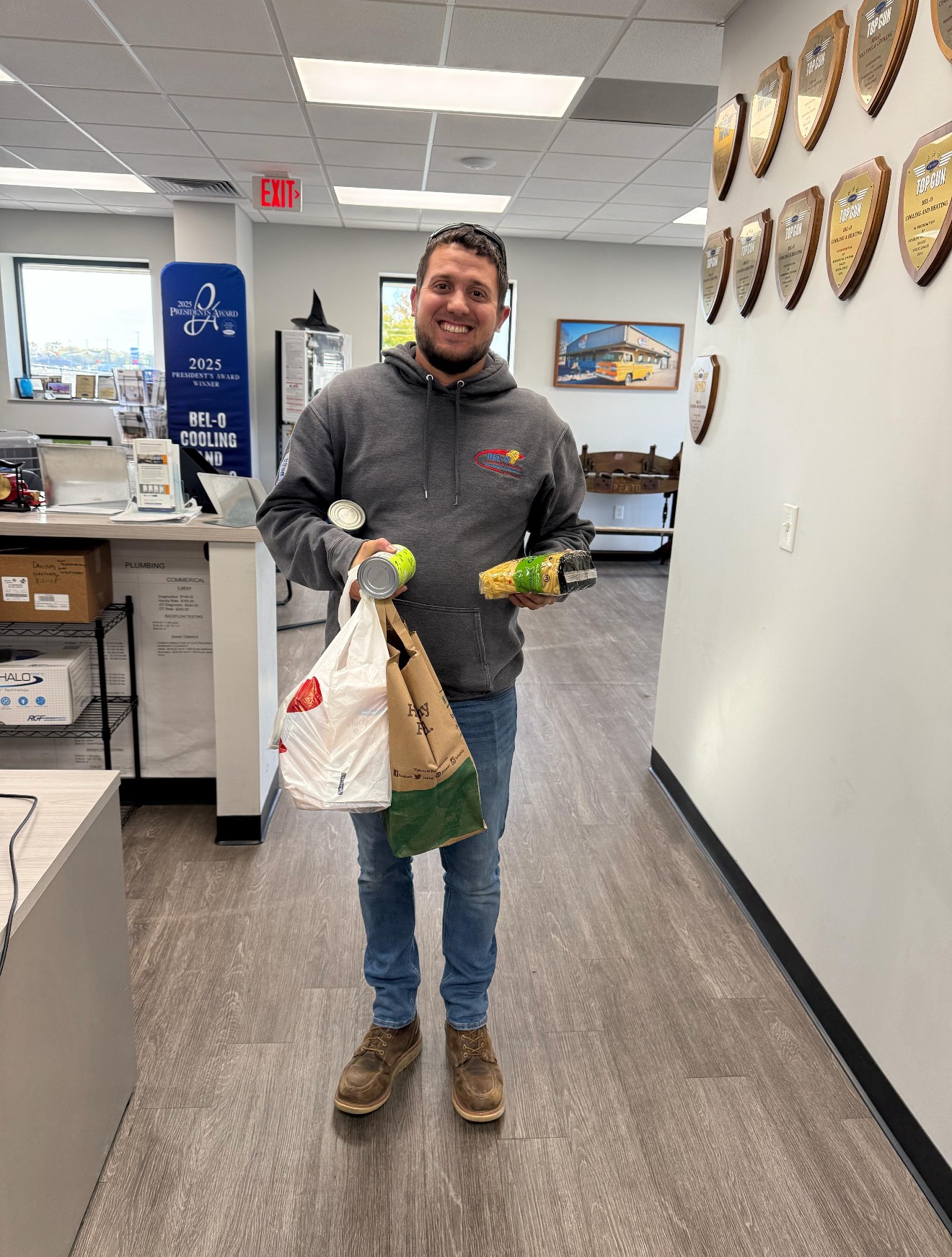 Organizing donations in our office